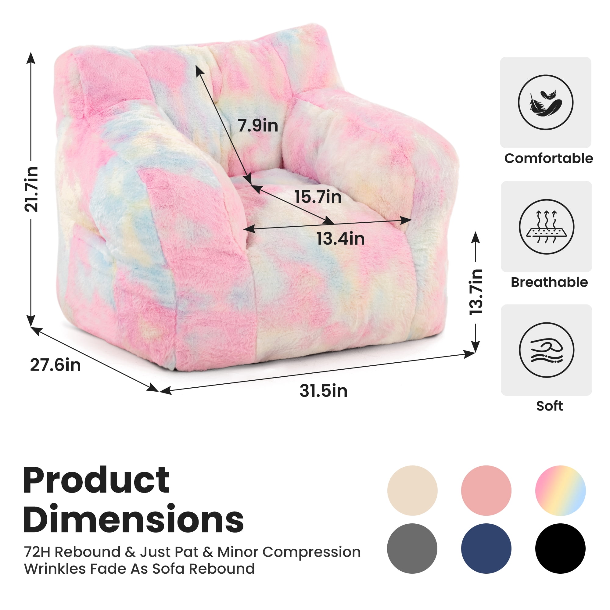 Foam Filled Bean Bag Chair, Plush Corduroy Lazy Sofa