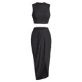 thumbnail image 4 of Wedding Dress Women's Solid Color Vest And Pleated Slit Long Dress Two Piece Casual Set, 4 of 4
