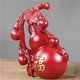 thumbnail image 4 of Red solid wood carved gourd with the character "福" (fortune/blessing) ornament, a decorative craft for home, living room, or office desktops, symbolizing wealth and good fortune., 4 of 4