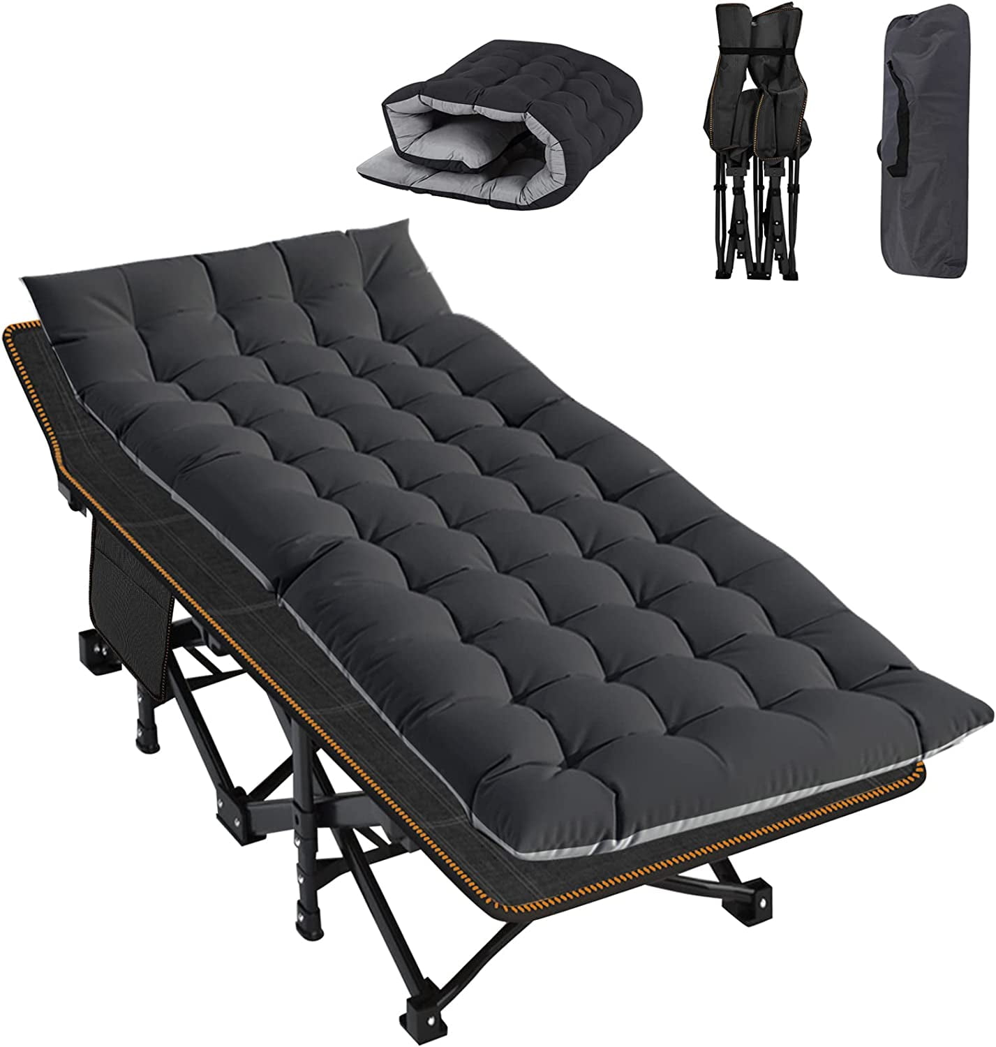 ABORON Folding Camping Cot with Mattress, Heavy Duty Wide Tent Cots ...