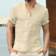 thumbnail image 6 of Durtebeua White T Shirts for Men Men's Shirts Short Sleeve Button T-Shirt Lightweight Fashion Casual Pullover Shirt Khaki,XL, 6 of 7