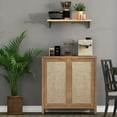 thumbnail image 5 of Surmoby 34.3" Rattan Sideboard Buffet Cabinet Set of 2, Boho Sideboard Storage Cabinet with Doors Farmhouse Kitchen Buffet Credenza, Liquor Cabinet Accent Cabinet,Natural Oak, 5 of 7