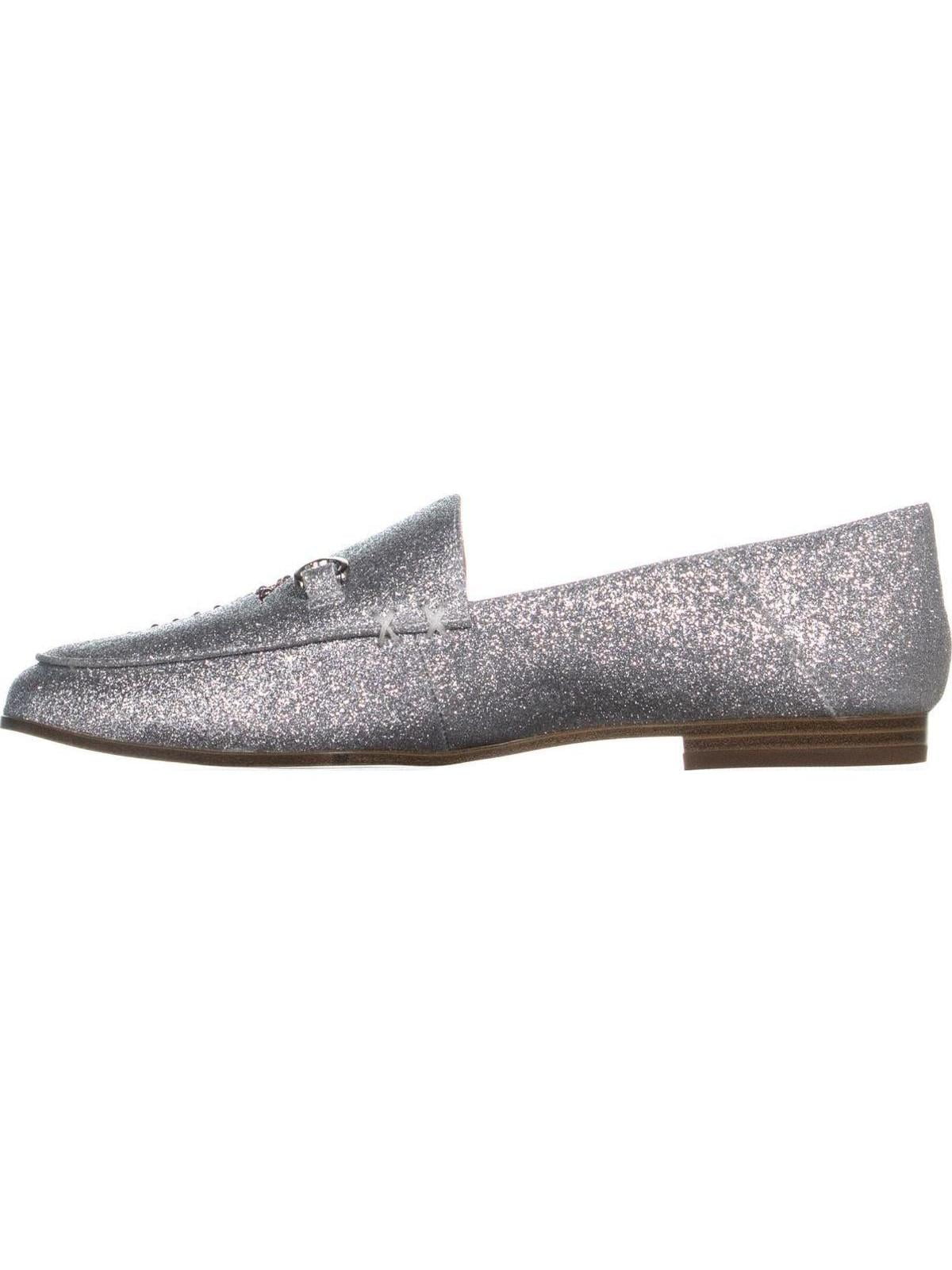 nine west silver loafers