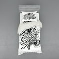 thumbnail image 2 of Ambesonne Animal Bedding Set 4 Pcs, Jaguar Sketch Wildlife, Queen, White and Black, 2 of 3