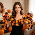 thumbnail image 3 of Halloween Pumpkin Garland 68 Inch Fall Leaf Decor For Mantle Staircase Porch Indoor Outdoor Autumn Thanksgiving Multicolor Party Decoration, 3 of 6