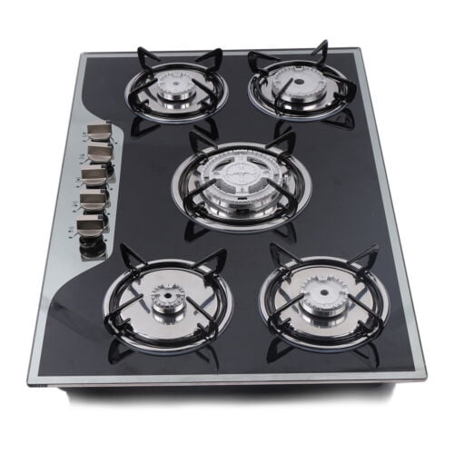 30in Stainless Steel Cook Top Built-in 5 Burners Stove LPG/NG Gas Cooker Hob