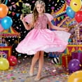 thumbnail image 2 of Huowey Girls Angel Dress Up Set High Waist Short Sleeve Flower Tiered Sequins Dresses With Wings Fairy Tale Party Gown For Kids Birthday Pageant Wedding Outfits Spring Fall Clothes,Pink,120, 2 of 9