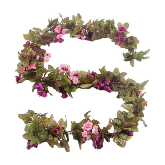 Ratán navideño con flores, ratán artificial navideño, repisa de invierno, mesa, escalera, porche, decoraciones de ratán de 2,2 m