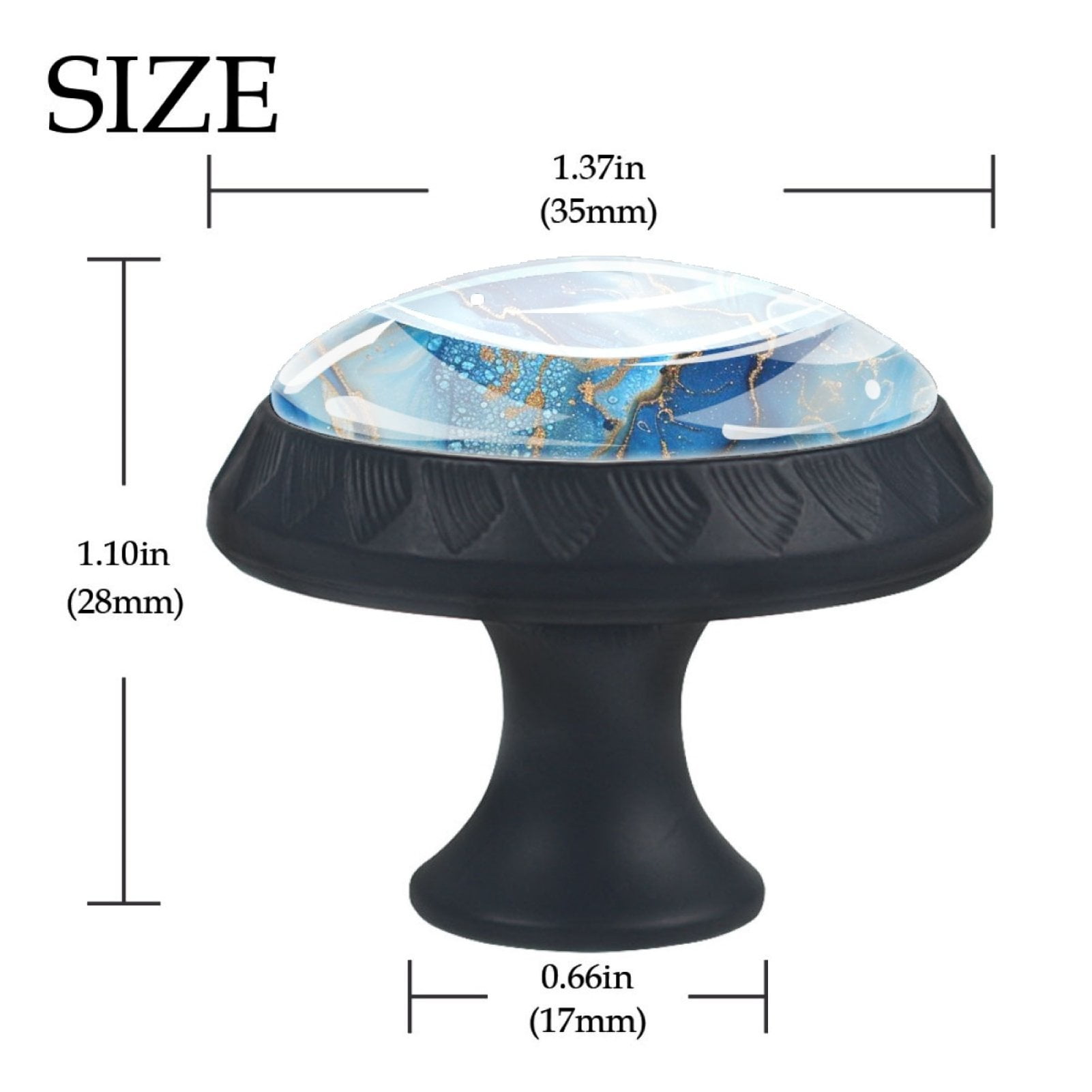 HemaKayy 4 Pack 1.37" Decorative Marble Cabinet Knobs - Upgrade Your Home with Durable ABS Cabochon Glass Handles - Stylish & Unique Design - Perfect for Furniture, Kitchen - Blue Gold Texture