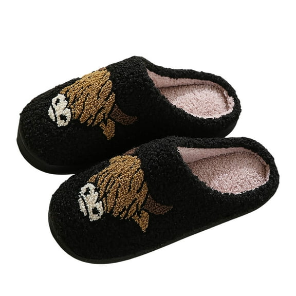 Gaexia Women's Slippers Couples Comfortable Home Cute Cartoon Bull Horse Winter Thick Sole Warm Indoor Outdoor Non- Soft