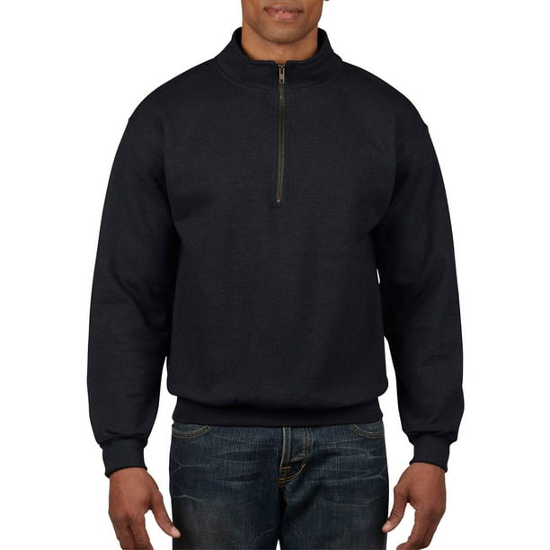 Gildan Men's and Big Men's 1/4 Zip Cotton Cadet Collar Sweatshirt, up ...