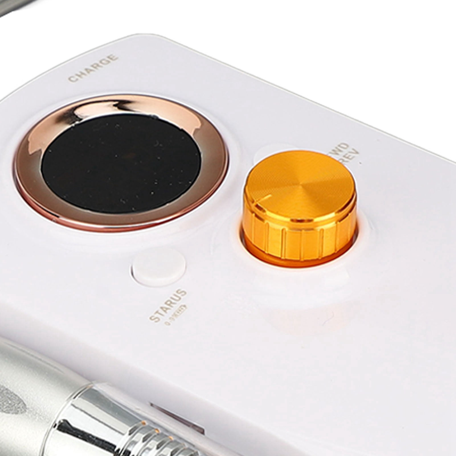 YAHHU 35000RPM Electric Nail File Rechargeable Portable Manicure Pedicure Drill Machine with LCD Display Forward Reverse 6pcs Sanding Bands White for Acrylic Gel Nails