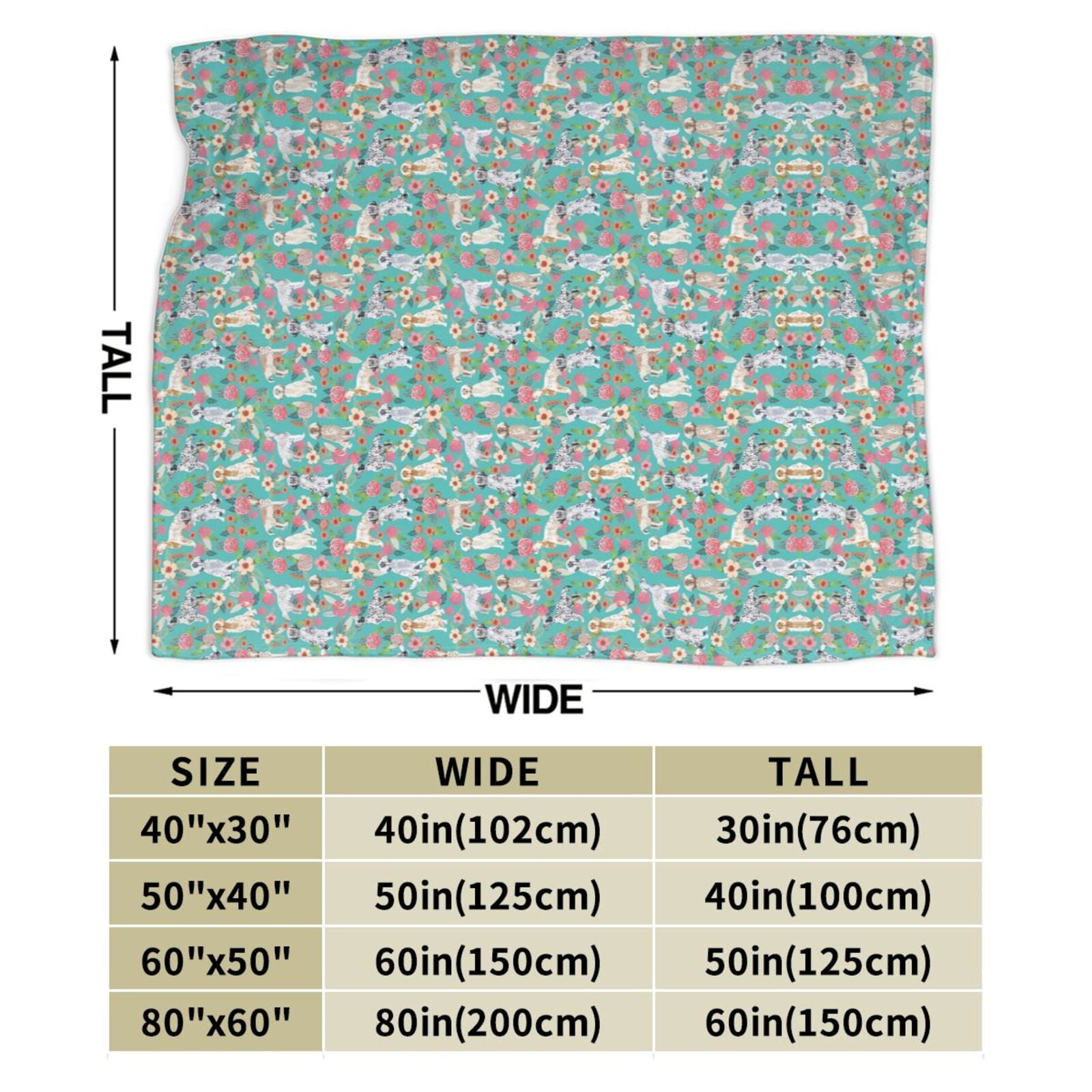 Wijzvio English Setter Dogs Lovers Flower Floral Throw Blanket Soft Fuzzy Fleece Blanket For Couch Bed Living Room Decoration 60"X50"
