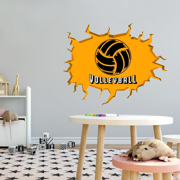 Sports Wall Decals for Boys Bedroom - Cute Volleyball Typography DIY & Creativity Boy Girl Bedroom Wall Sticker - Size: 10 In x 8 In