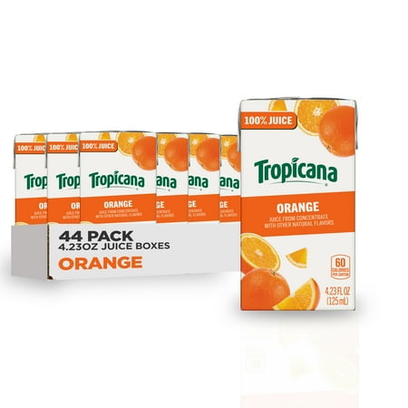 Tropicana 100% Juice Box, Orange Juice, 4.23 oz, 44 Pack