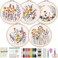 thumbnail image 1 of Kit de bordado CYANFOUR para principiantes con motivos florales y herramientas, 1 of 7