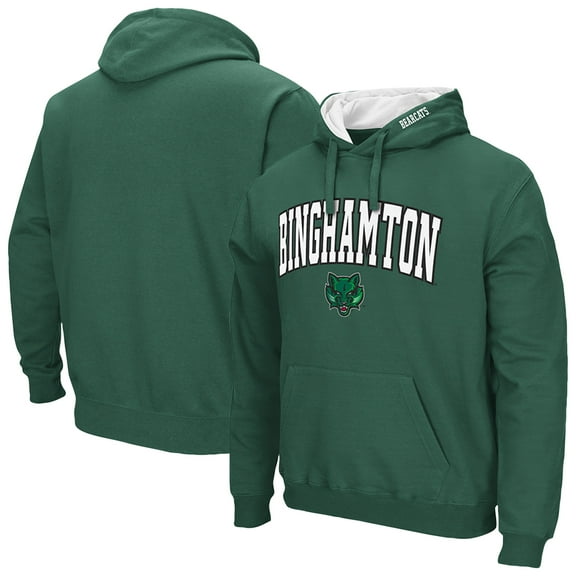 Men's Colosseum Green Binghamton Bearcats Arch & Logo Hoodie