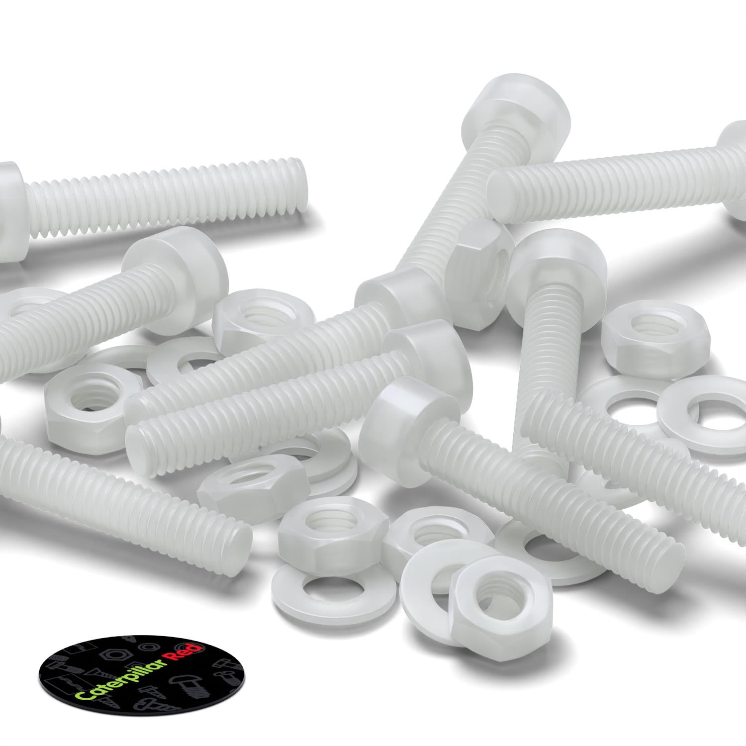 10x PVDF socket head, hex head, plastic machine screws, M3 x 20mm, Bolts, Washers and Nuts, (3/32 x 25/32 in)
