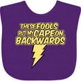 thumbnail image 3 of Inktastic These Fools Put My Cape on Backwards&reg; Bolt Yellow Boys or Girls Baby Bib, 3 of 4