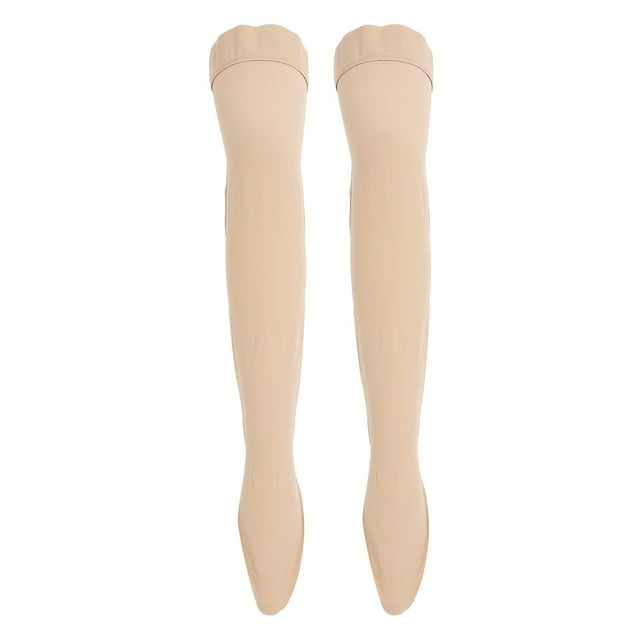 Calcetines de compresión alta hasta el muslo Beige 23-32 mmHg Medias de compresión deportivas con punta cerrada para venas varicosas