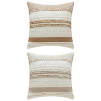 Unique Bargains Striped Throw Pillow Covers Pack of 2 Brown/Khaki 18" x 18"