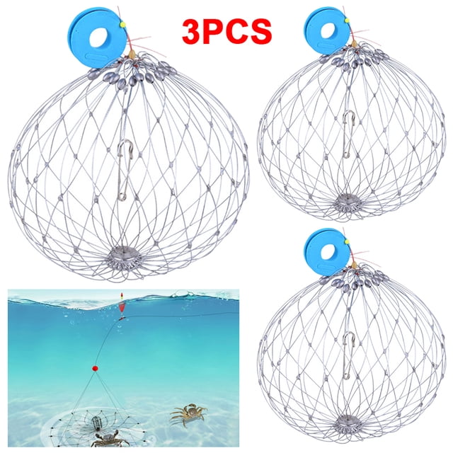 3 Uds Cestas para Peces Alambre Acero Trampas Pesca Cangrejos Salada Y Mar (20 Cables)