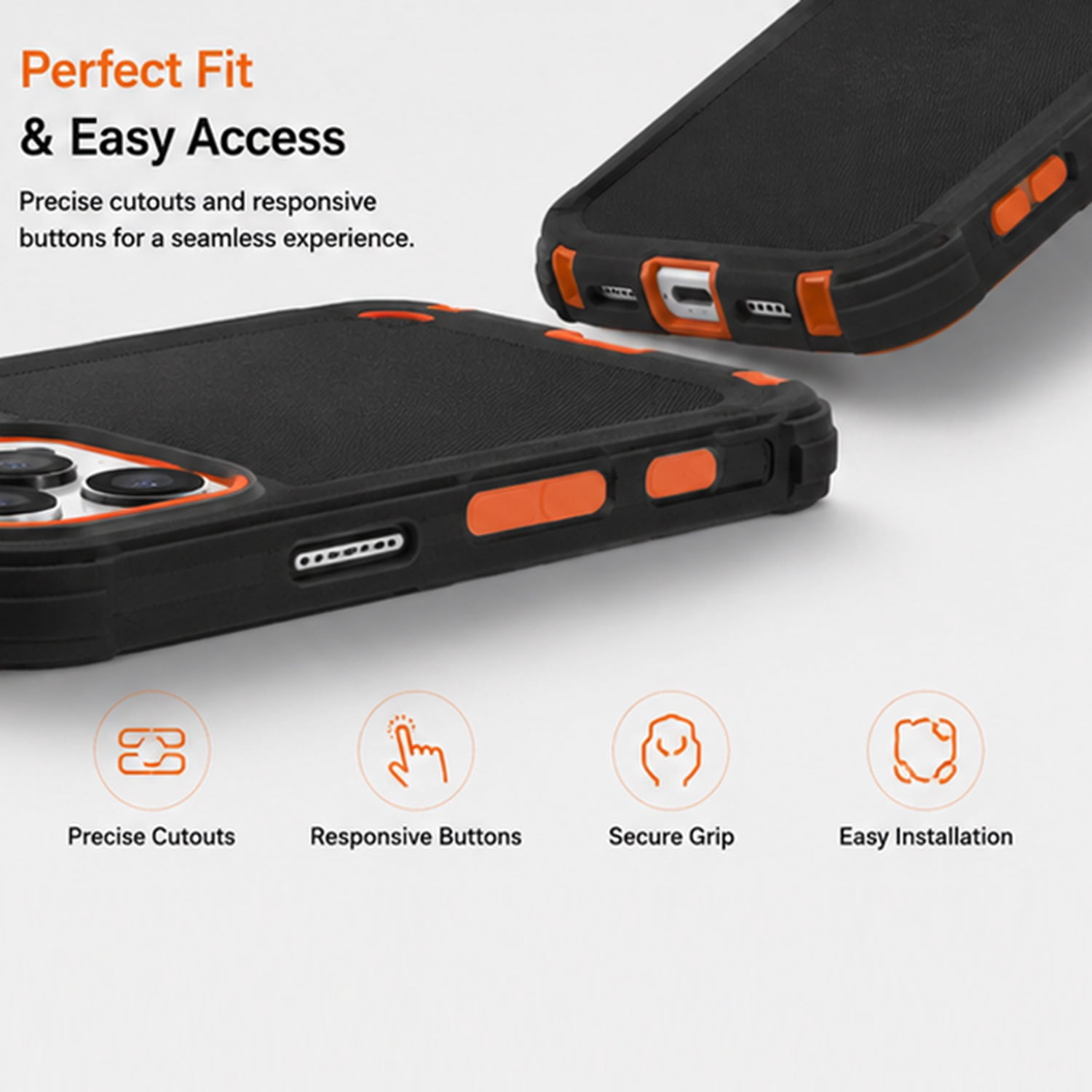 BLACK & ORANGE Heavy Duty Case for iPhone 17 Pro Max