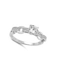 thumbnail image 4 of Clear Cubic Zirconia Solitaire Chain Link Wedding Ring .925 Sterling Silver Band White Female Size 9, 4 of 4