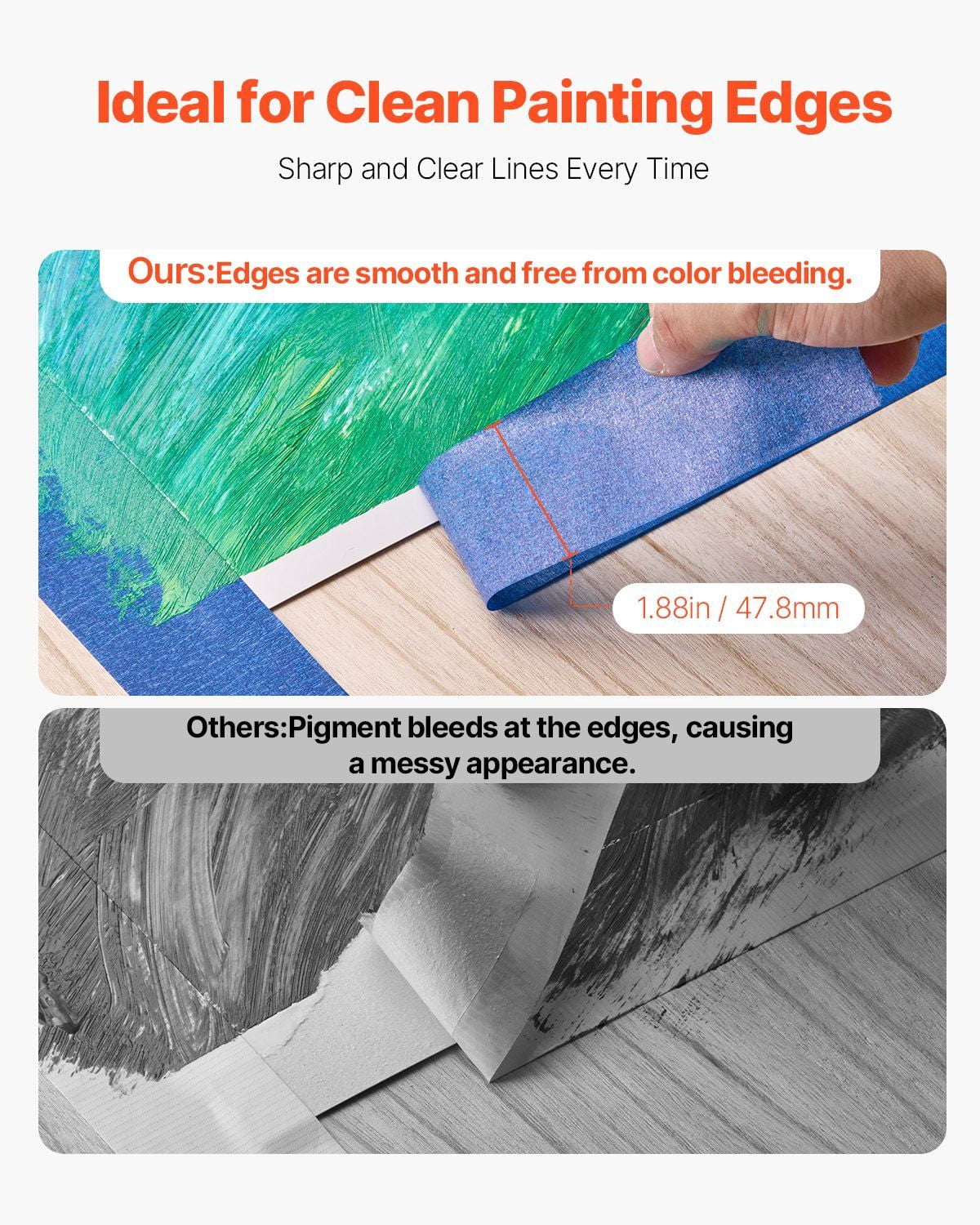 Blue Painter Tape 2 Inch Wide 1.88 In x 60 Yds 3 Rolls for Painting Edge Trim Ceiling Masking Protects Surfaces Removes Easily DIY Craft Art Labeling Decoration
