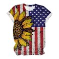 thumbnail image 4 of Fiudx Ofertas Flash Artículos En Oferta Moda Mujer Causal Día de La Independencia Cuello Redondo Impresión Blusa Manga Corta Camiseta Verano Tops, 4 of 6