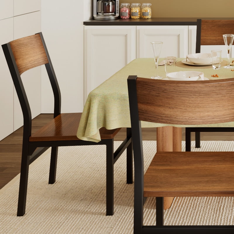 iPormis 35''Tall Dining Chairs Set of 6, Dining Room Chairs with MDF Board & Metal Frame, Perfect for Small Space, Easy Clean,Walnut