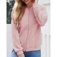 thumbnail image 4 of Women's Zip Up Cardigan Sweater Cable Outerwear Long Sleeve Casual Jacket Collar Outfits Trendy Sweatshirt Coat, Light Pink, XL, 4 of 9