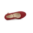 thumbnail image 4 of BLISSFUL STEP Chaussures pour Femmes Bout Rond Talon Aiguille Bride à la Cheville Escarpins Rouge 6,5, 4 of 7