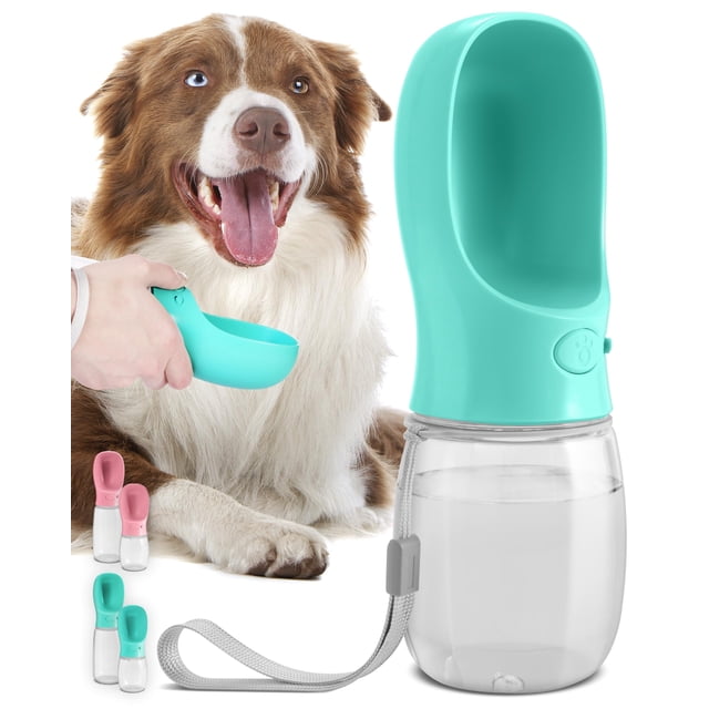 Botella de agua para perros MalsiPree portátil, a prueba de fugas, 350 ml, azul