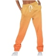 thumbnail image 3 of Fartey Gradient Sweatpants for Women Elastic Waist Drawstring Lounge Athletic Pants Casual Comfy Warm Fleece Jogger Sweatpant with Pockets Orange S, 3 of 5