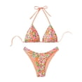 thumbnail image 4 of Womens Reversible Bikini Sets Two Piece Swimsuit Printed Halter Bikini Top with Adjustable Tie and Triangle Bikini Bottom Beach Wear for Women, 4 of 7