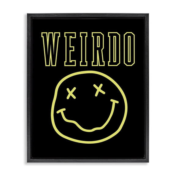 Stupell Industries Contemporary Weirdo Phrase with Smiley Black Floating Frame Canvas Art, 25 x 31, by House of Lulu