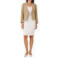 thumbnail image 2 of BLAZER CHIC para Mujeres, Abierto al Frente, Ideal para el Trabajo, Chaqueta de Traje Corta de Verano, Color Caqui Claro - Talla S, 2 of 6