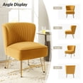 thumbnail image 6 of Velvet Armless Accent Chair Set of 2 Gold Metal Legs Modern Upholstered Single Sofa Side Chair Home Living Room Mustard, 6 of 7