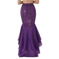 thumbnail image 3 of DPOIS  Women's Shiny Sequins Mermaid Tail Skirt Halloween Costume Purple XXL, 3 of 6