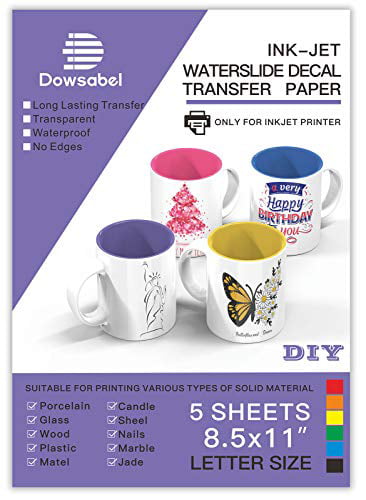 Waterslide Decal Paper LASER 20 Sheets A4 Size Clear Water Slide Paper Transparent Printable Water Slide Decal Paper for Tumblers Mugs Unique Gift 