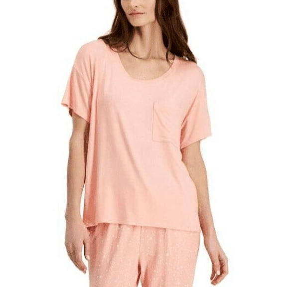 Alfani Super Soft Scoop-Neck Pajama Top -Satin Pink-Small