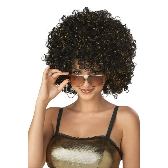 Adult Disco Glitter Wig- Brunette Halloween Costume Accessory