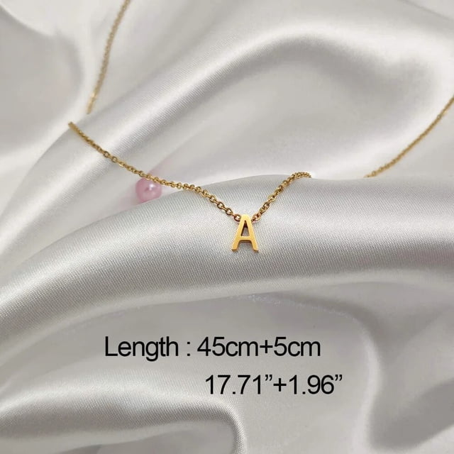 Collares con inicial de A-Z y letras pequeñas para mujer, gargantilla de cadena con letras pequeñas y brillantes, joyería de Collar en capas de acero inoxidable de Color dorado