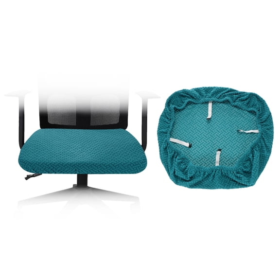 Office Chair Cover, 46-54cm Jacquard Computer Chair Seat Slipcover, Teal Blue