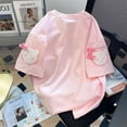 thumbnail image 4 of Kawaii Hello Kittys T-Shirt Summer Short Sleeve Sweet Loose Bow Embroidery Tops Hot Style Clothes, 4 of 14