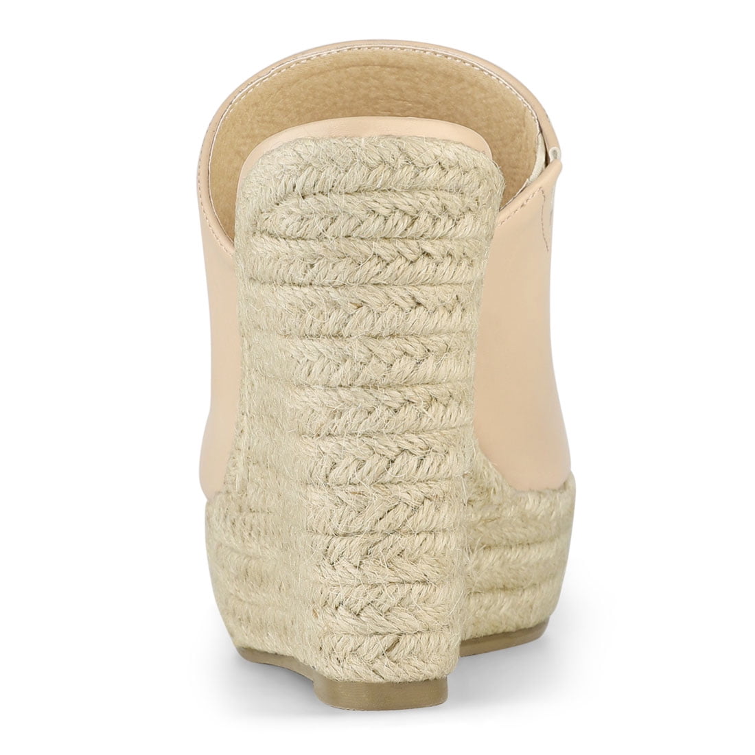 DARING DIVA Women's Slip on Platform Sandals Espadrilles Wedges Slides Mules Beige 8.5