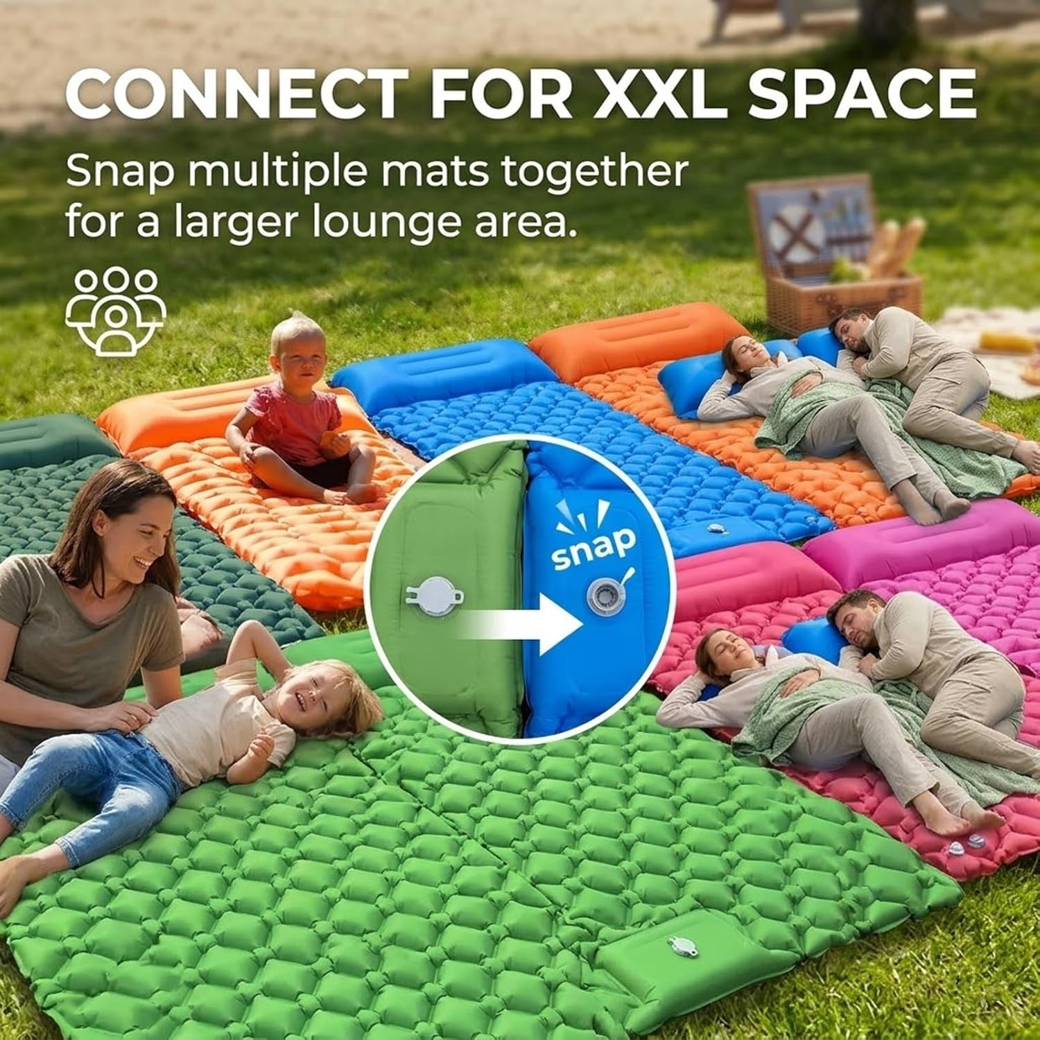 Lounge Mat - Your Portable Chill Zone, Thick Memory Foam Sleeping Pad for Camping, Self Inflating Travel Air Mattress with Pump, Lightweight Portable Car Tent Bed for Outdoor Backpacking（Gray）
