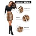 thumbnail image 4 of Khaki Plaid Pencil Mini Skirt For Women, High Waist Bodycon Fall Winter Holiday Skirt, 4 of 6