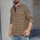 thumbnail image 4 of pstuiky camisas de hombre de manga larga, Camisa de manga larga con solapa y bolsillo con botones a cuadros estilo vintage informal para hombre. top de hombre m, 4 of 7